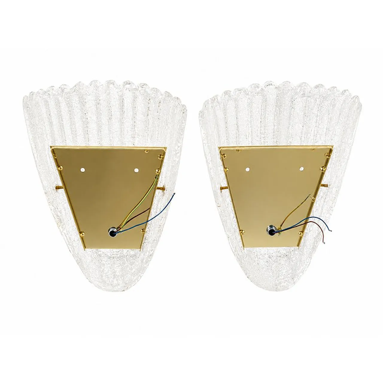 Pair of Murano glass wall lights with Gold Finishes, 1980s 4