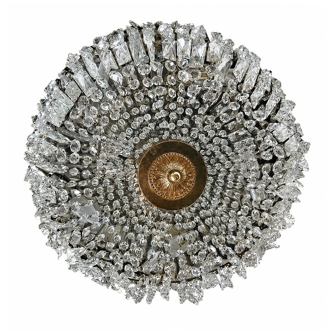 Empire ceiling lamp in crystal and gilded bronze, 1980s 8
