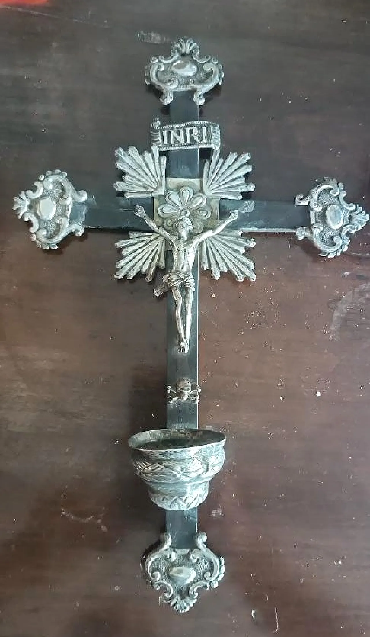 Silver wall crucifix, 19th century 2