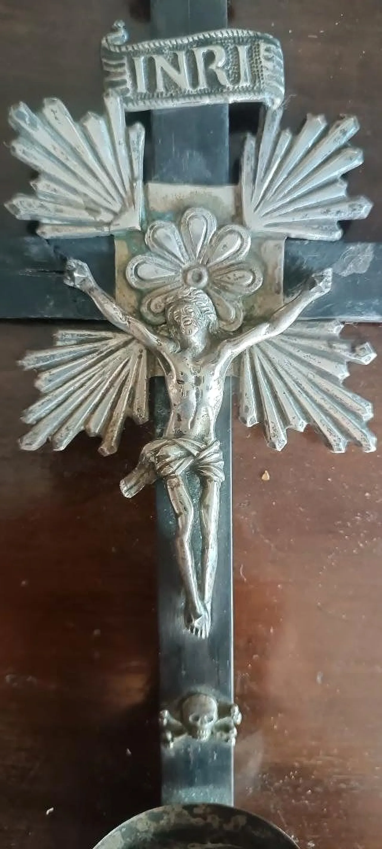 Silver wall crucifix, 19th century 4