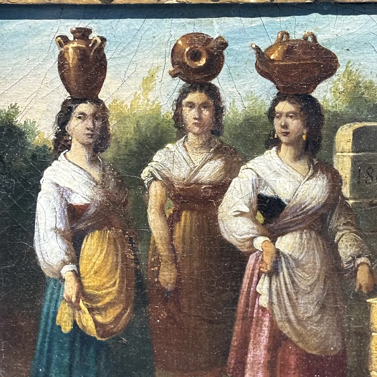 Oil on canvas, three common people of Ciociaria, 19th century 2