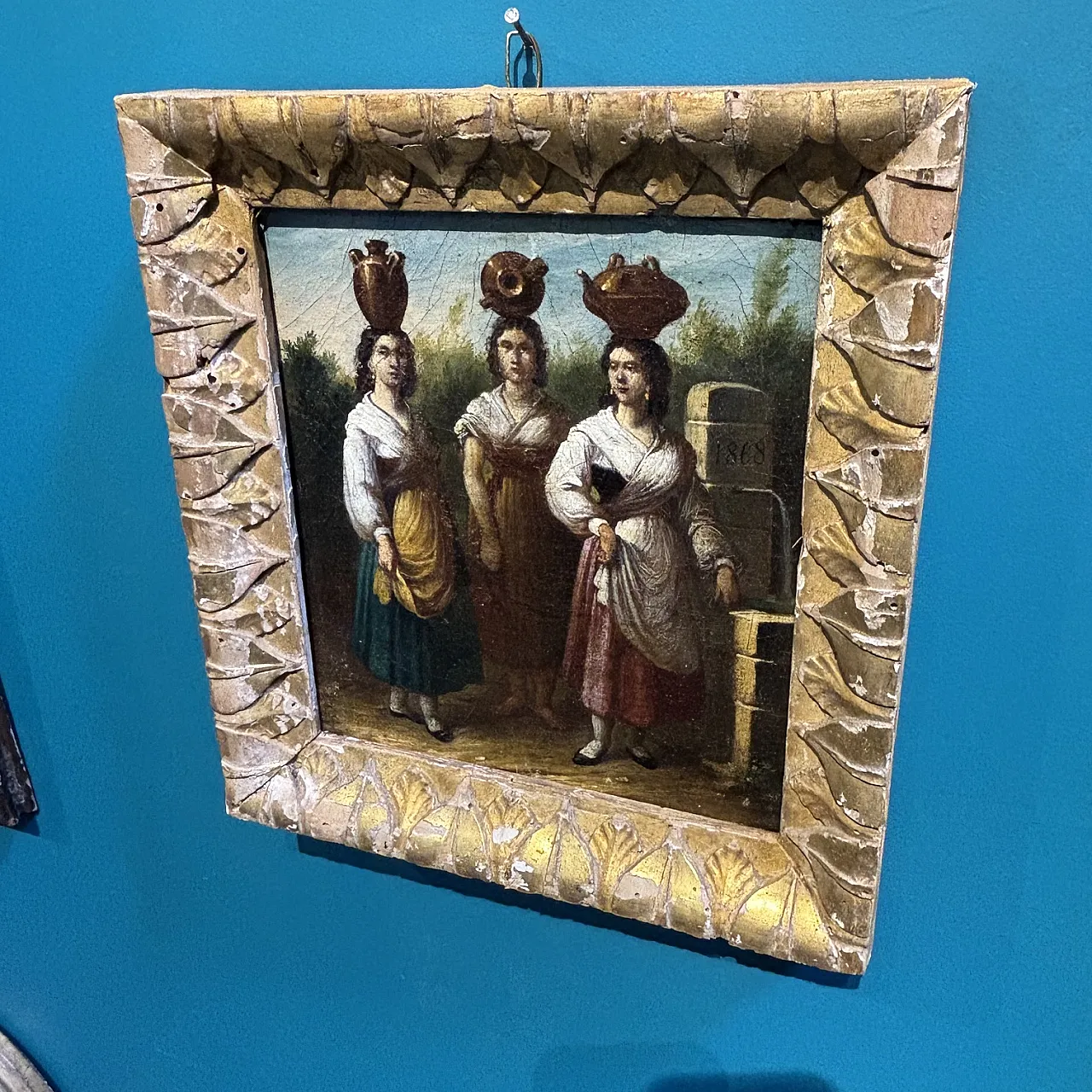 Oil on canvas, three common people of Ciociaria, 19th century 6