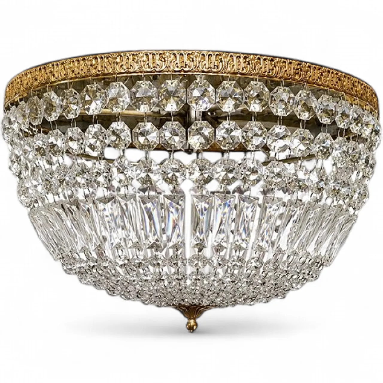 Empire ceiling lamp in crystal and gilded bronze, 1980s 9