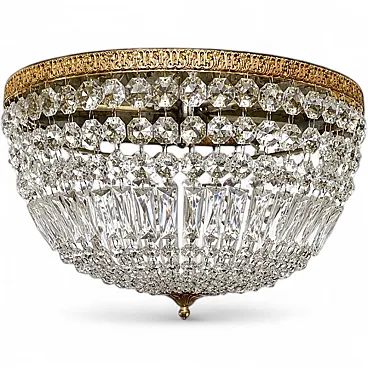 Empire ceiling lamp in crystal and gilded bronze, 1980s