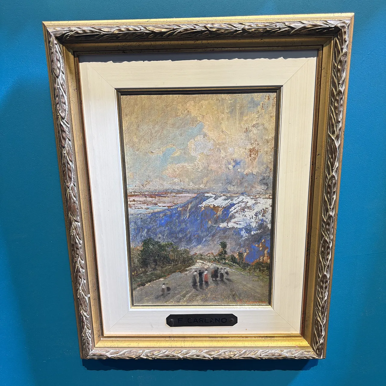 Mountain Landscape with figures , oil on panel, 19th century 2