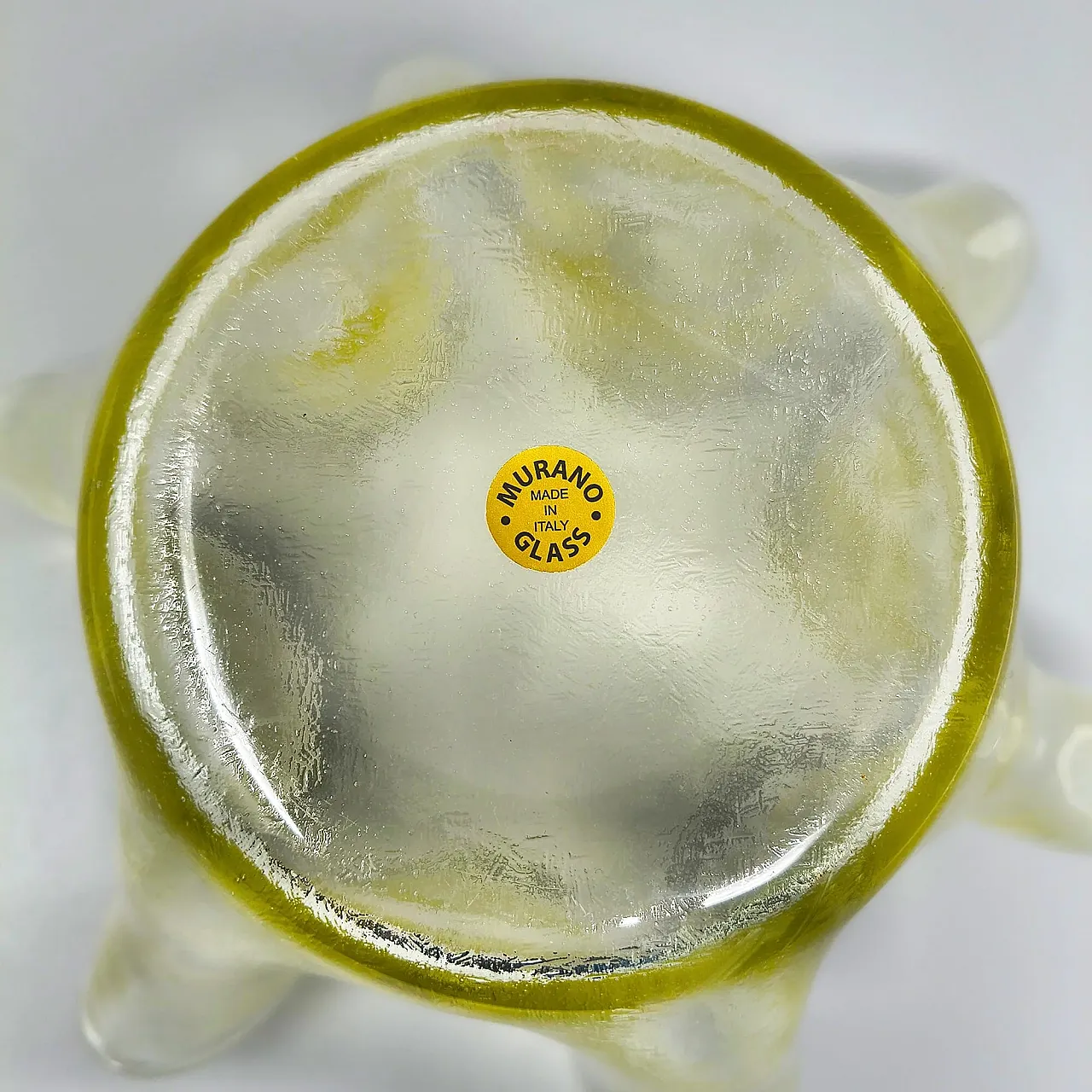 Murano glass yellow Fazzoletto handkerchief vase by Dogi, 1970s 7