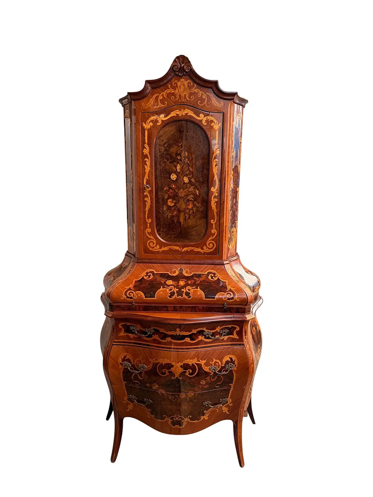 Trumeau Barocco intarsiato con ribaltina, '800 1
