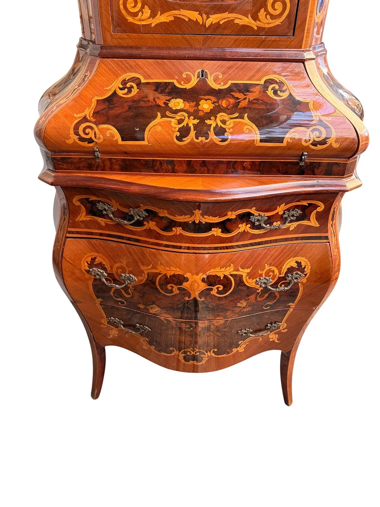 Trumeau Barocco intarsiato con ribaltina, '800 2
