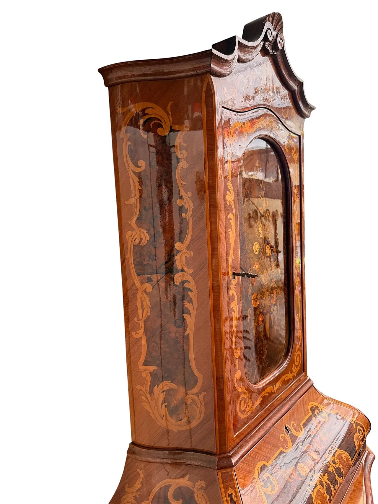 Trumeau Barocco intarsiato con ribaltina, '800 10