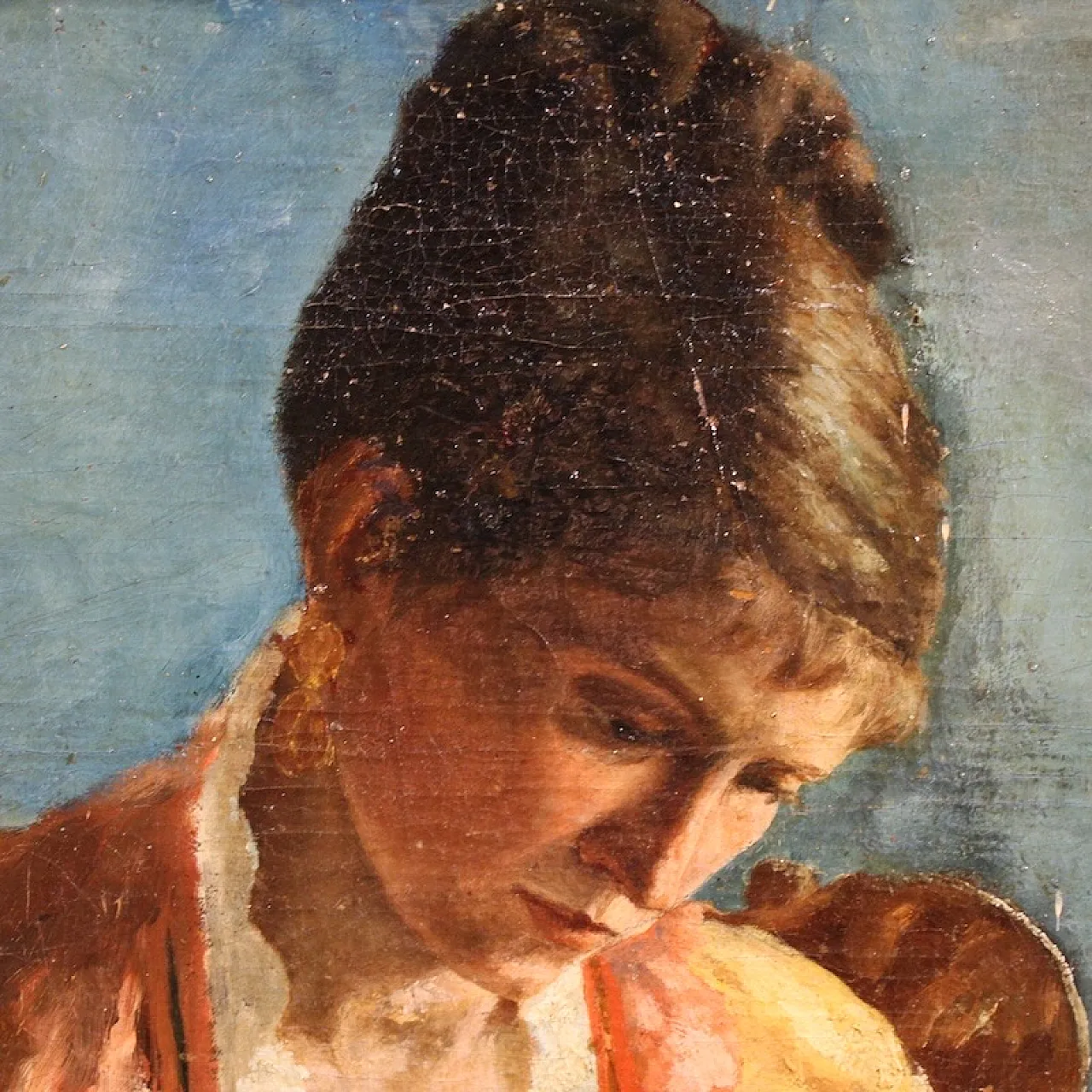 French painting portrait of woman with letter dated 1979 7