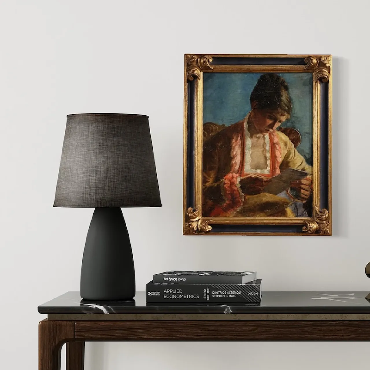 French painting portrait of woman with letter dated 1979 8