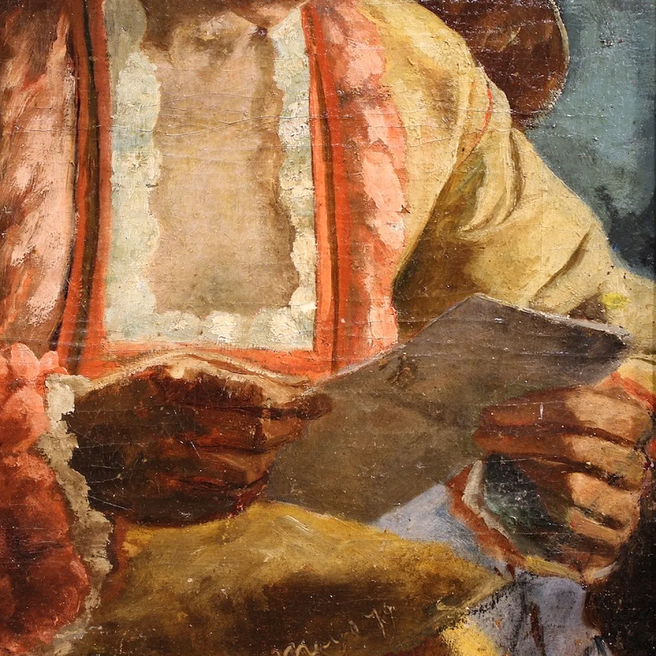 French painting portrait of woman with letter dated 1979 9
