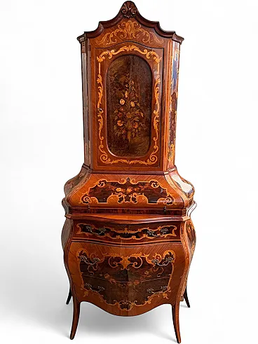 Trumeau Barocco intarsiato con ribaltina, '800