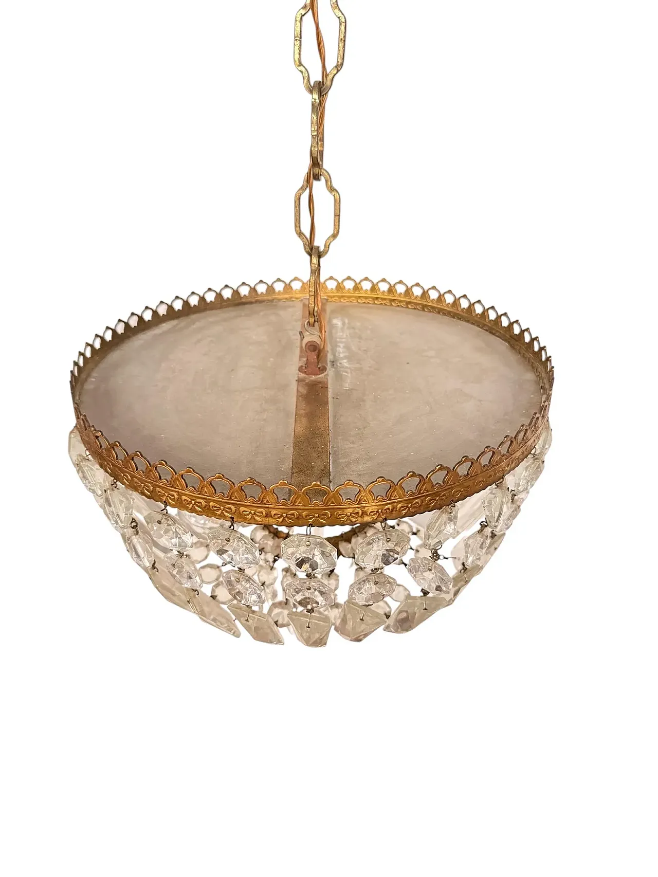 Lampadario stile Impero con brindoli di cristallo, anni ‘40 4