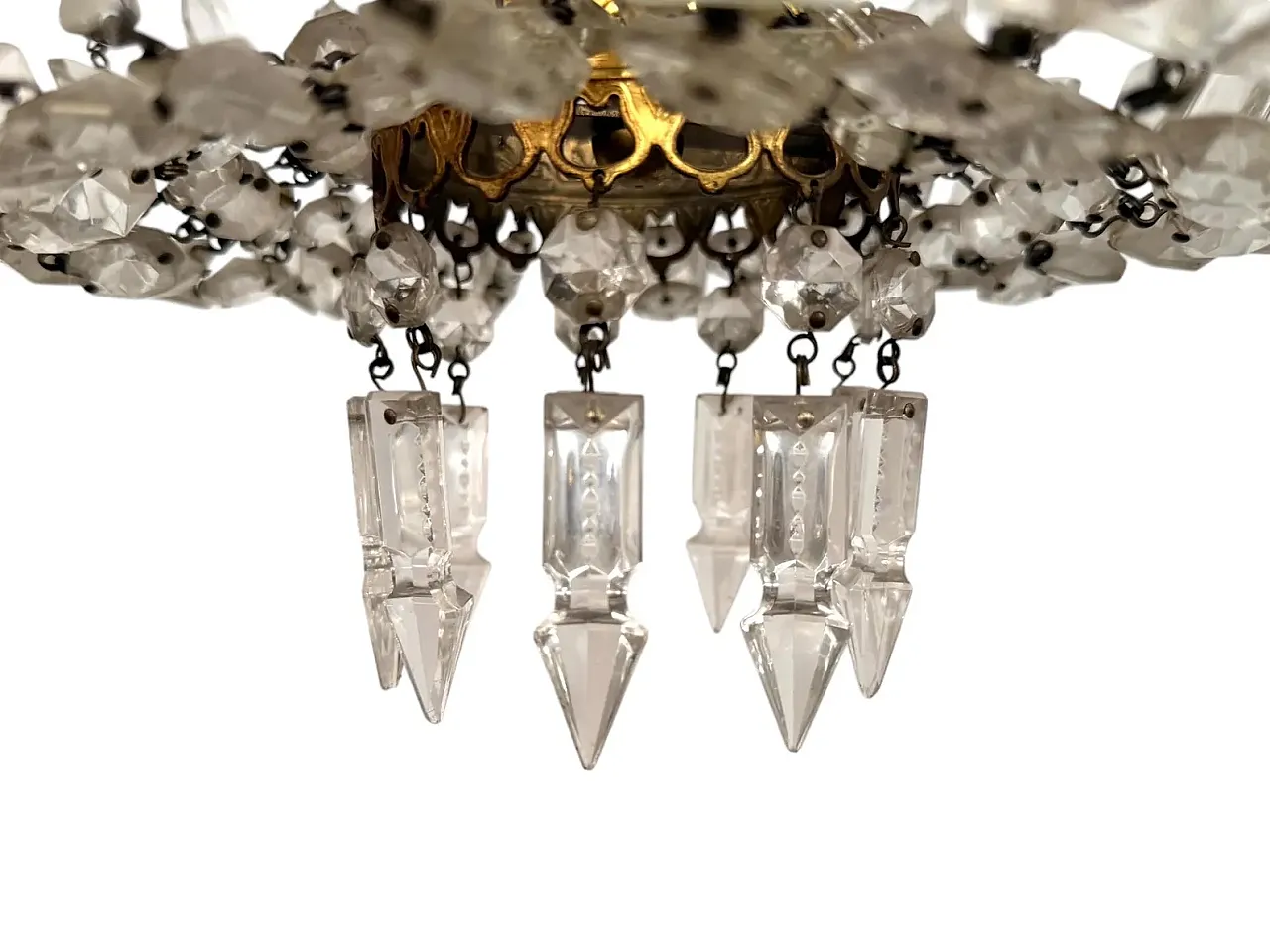 Lampadario stile Impero con brindoli di cristallo, anni ‘40 6