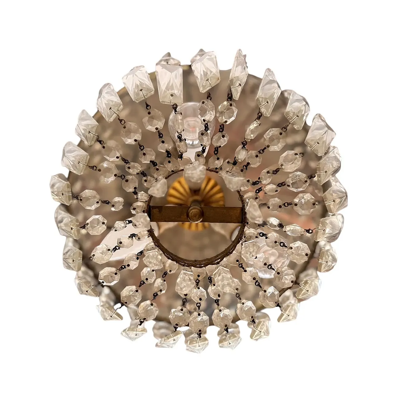 Lampadario stile Impero con brindoli di cristallo, anni ‘40 7
