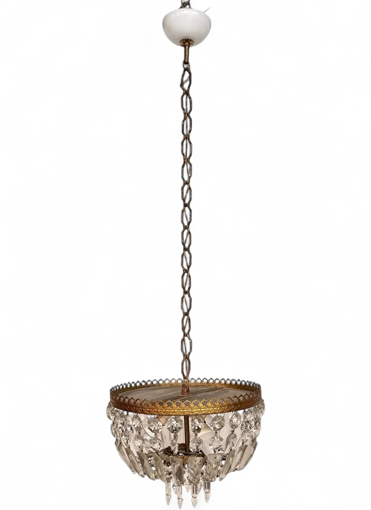 Lampadario stile Impero con brindoli di cristallo, anni ‘40 9
