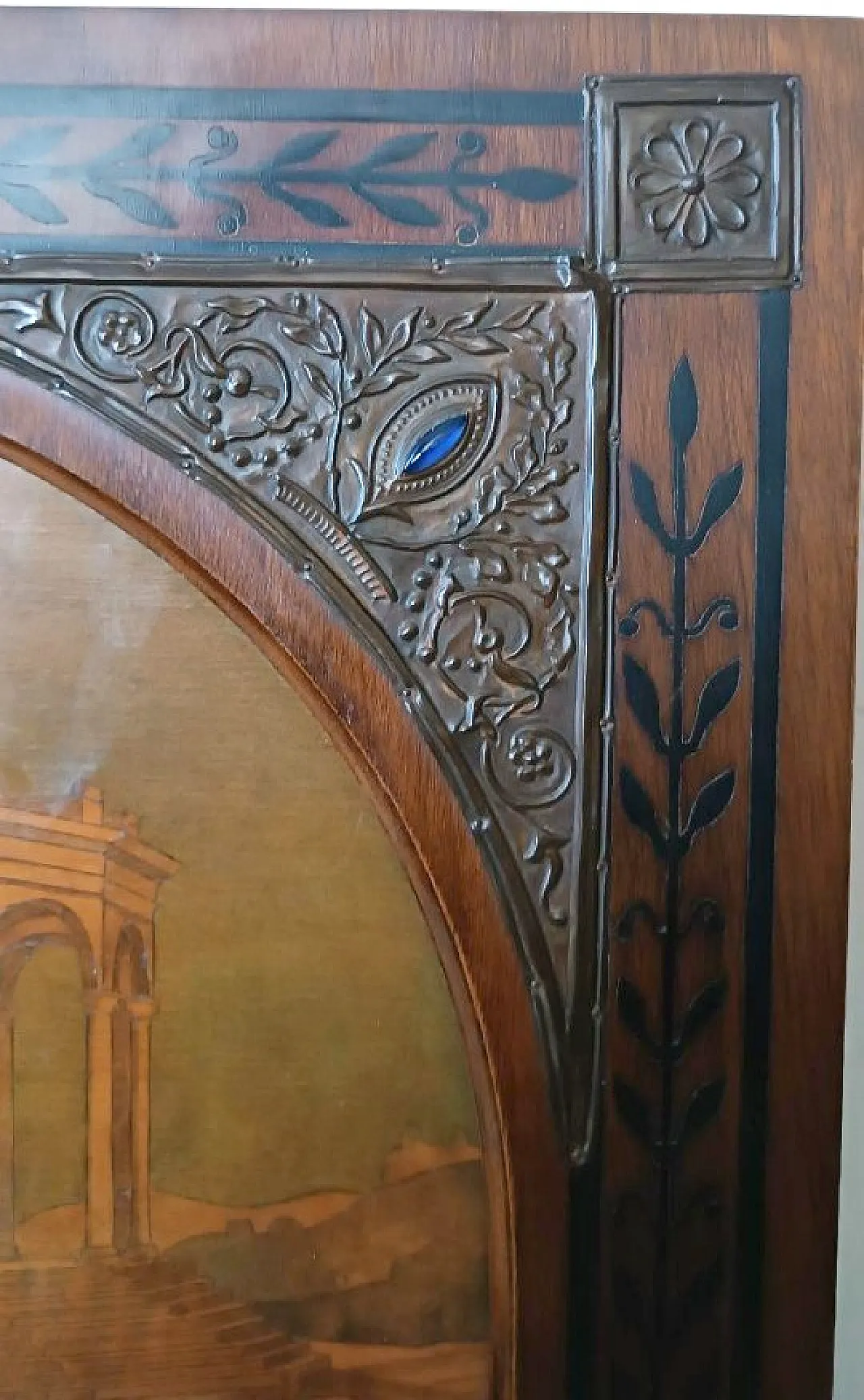The Marriage of the Virgin, inlaid wooden panel, early 20th century 5
