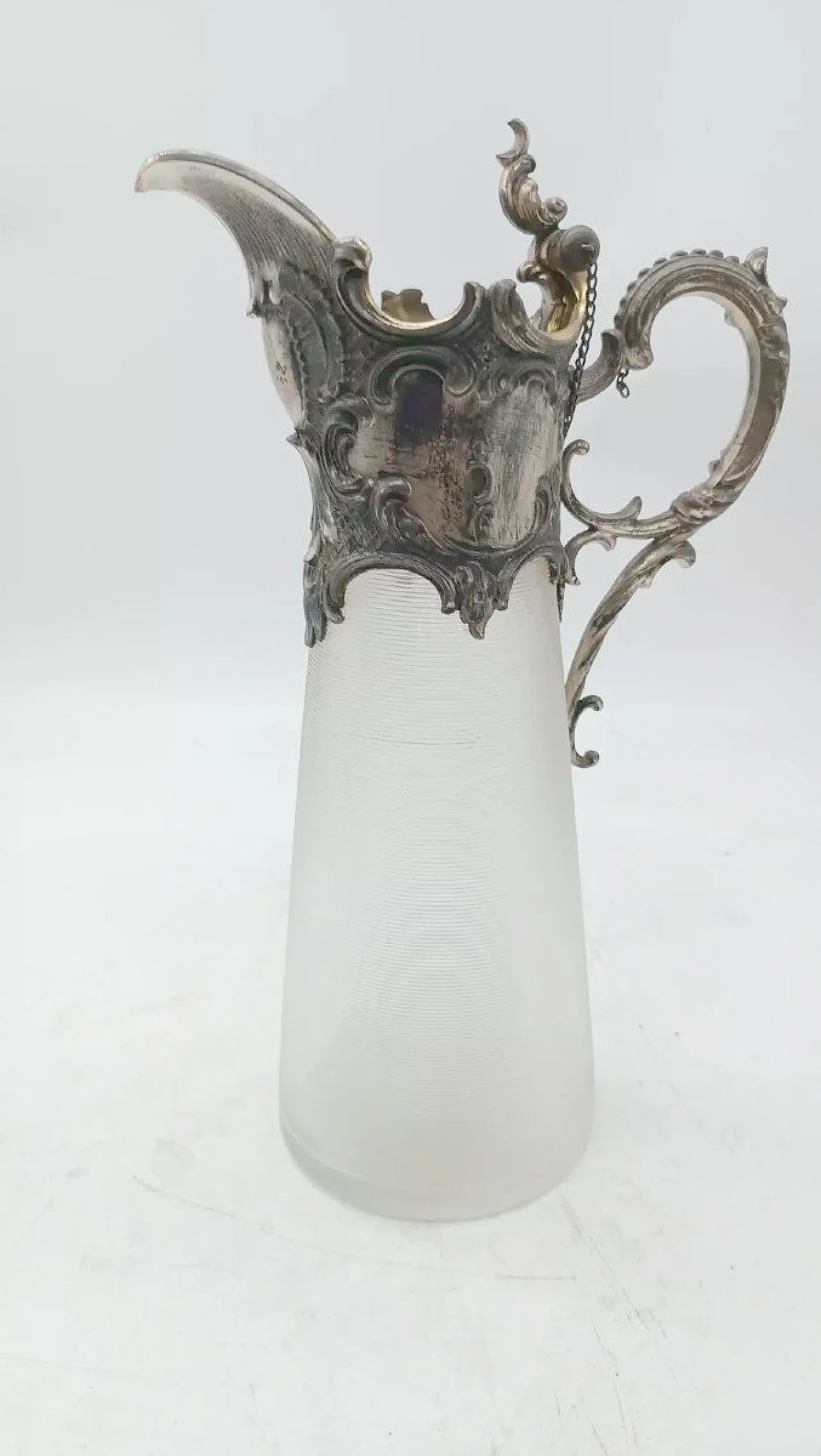 Carafe with 6 glasses in glass and silver-plated brass, 20th century 5