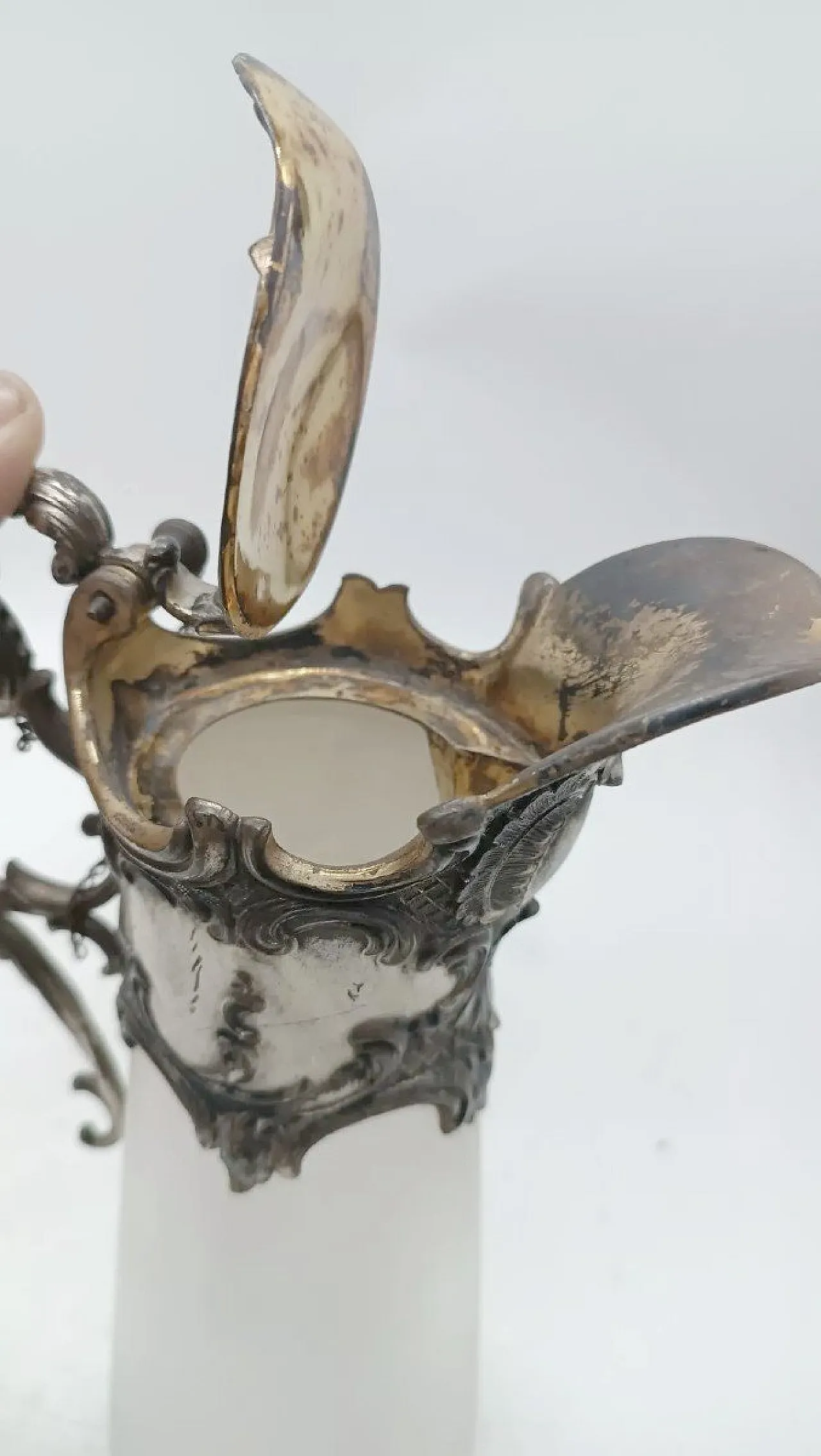 Carafe with 6 glasses in glass and silver-plated brass, 20th century 10