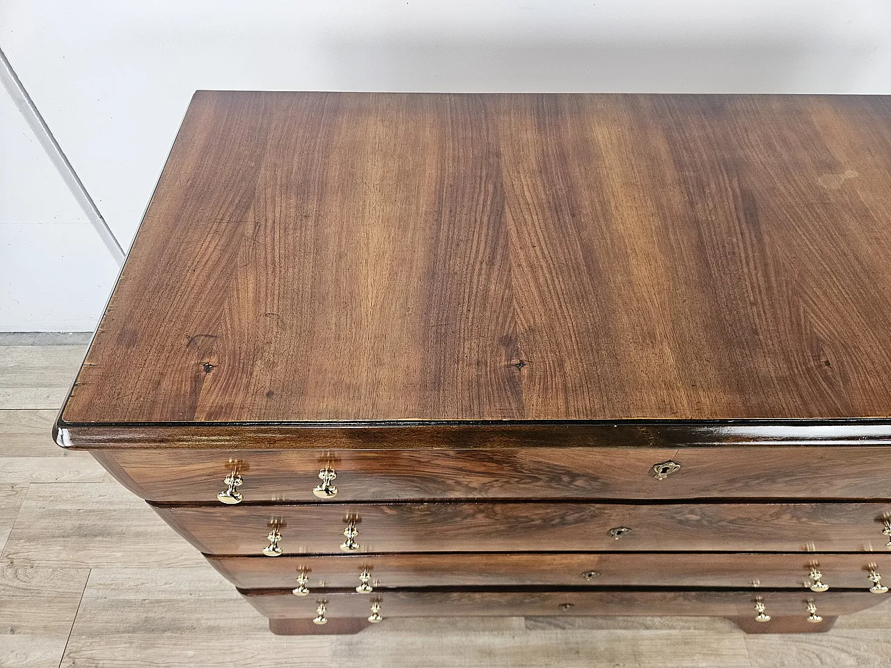 Comò Art Decò in piuma di noce e ottone 5