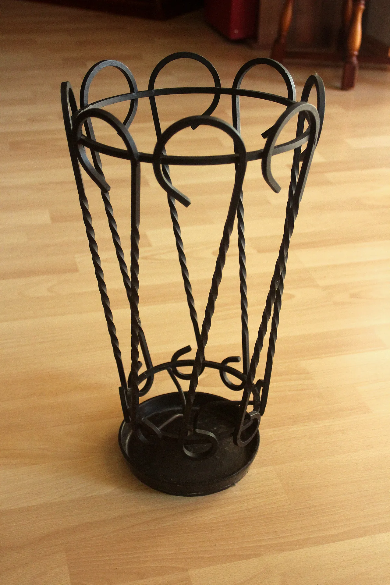 Handmade wrought iron umbrella stand, 70s 1