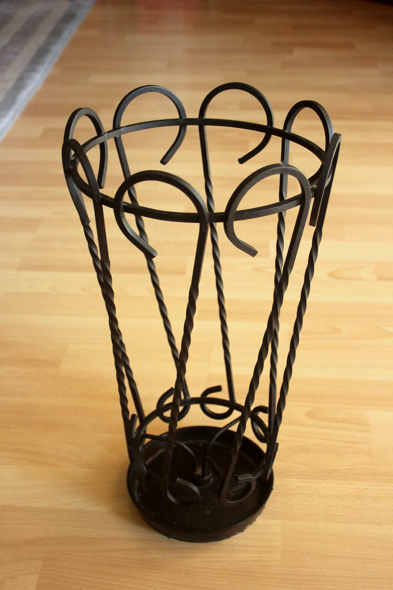 Handmade wrought iron umbrella stand, 70s 2