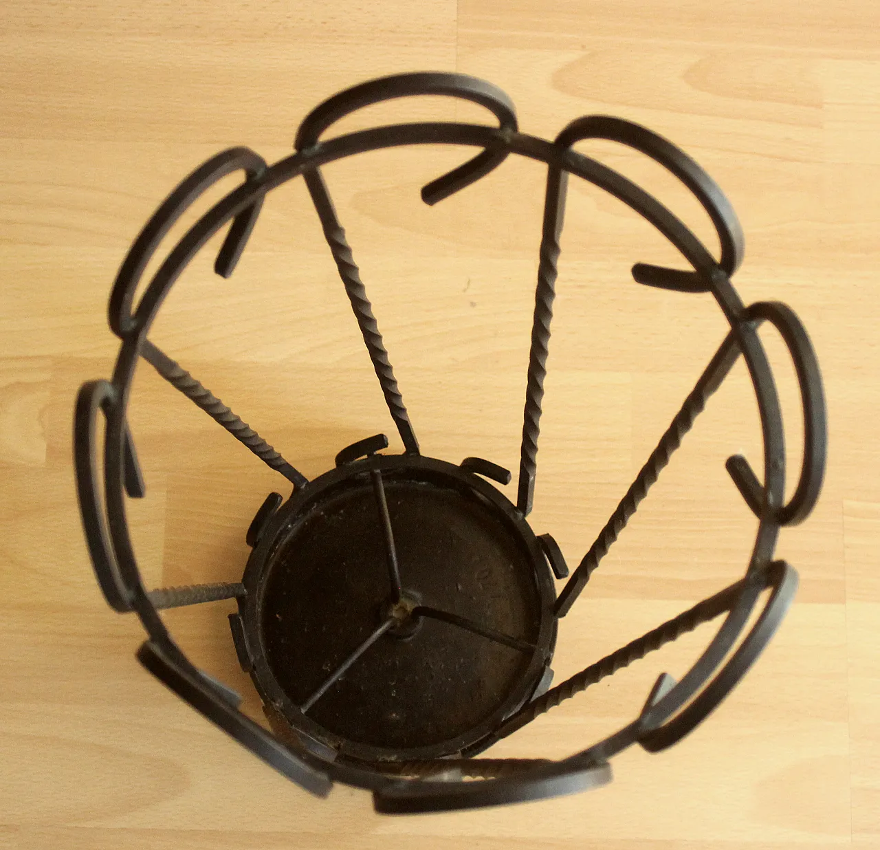 Handmade wrought iron umbrella stand, 70s 4