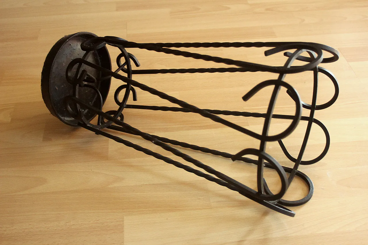 Handmade wrought iron umbrella stand, 70s 5
