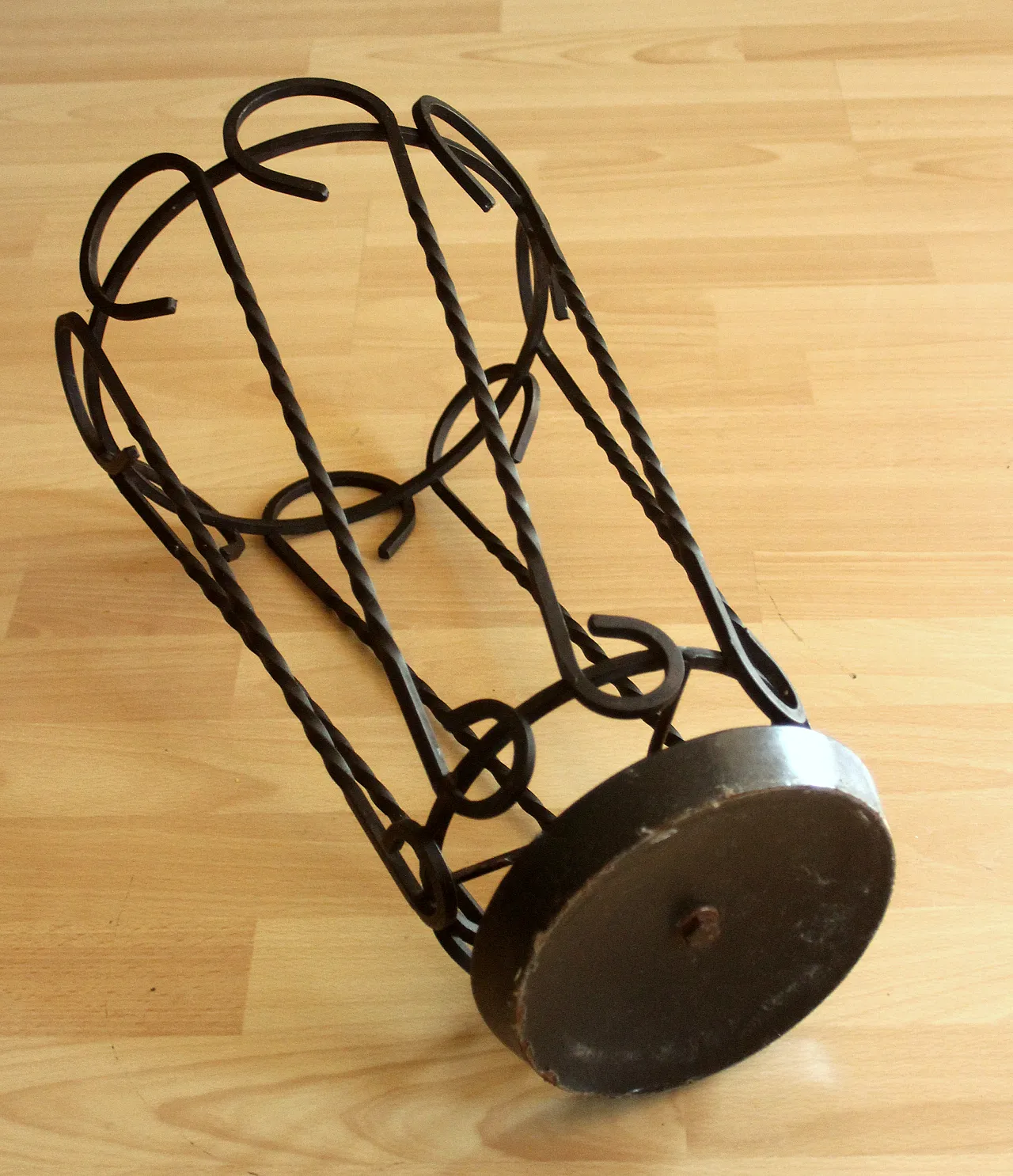 Handmade wrought iron umbrella stand, 70s 6