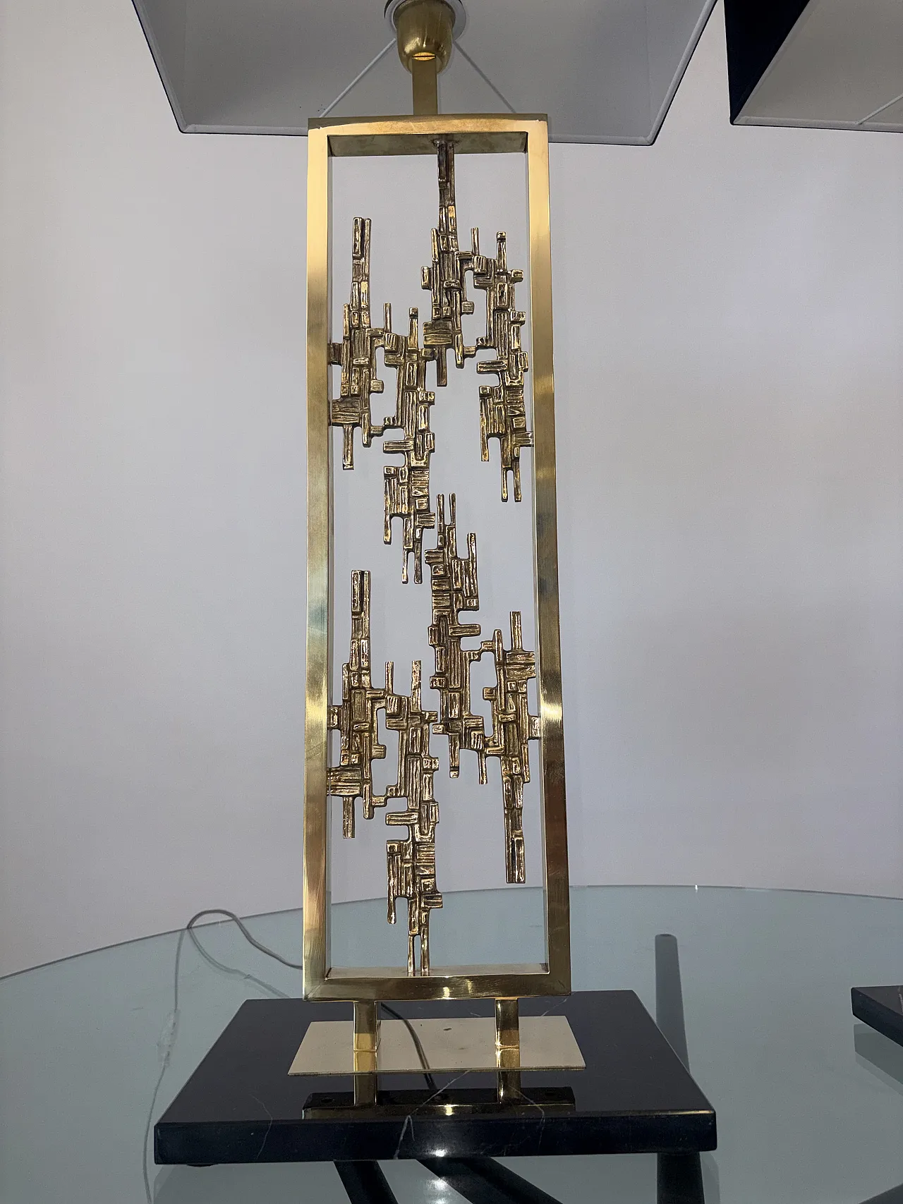 Pair of brass and marble table lamps, 1980s 6
