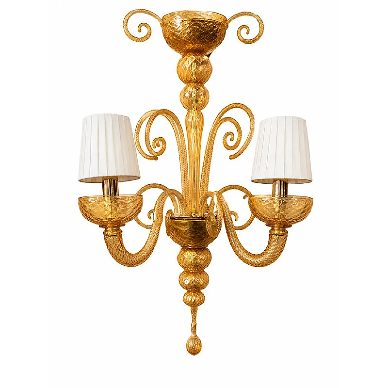 Coppia di appliques veneziane in vetro di Murano ambrato, anni '80 4