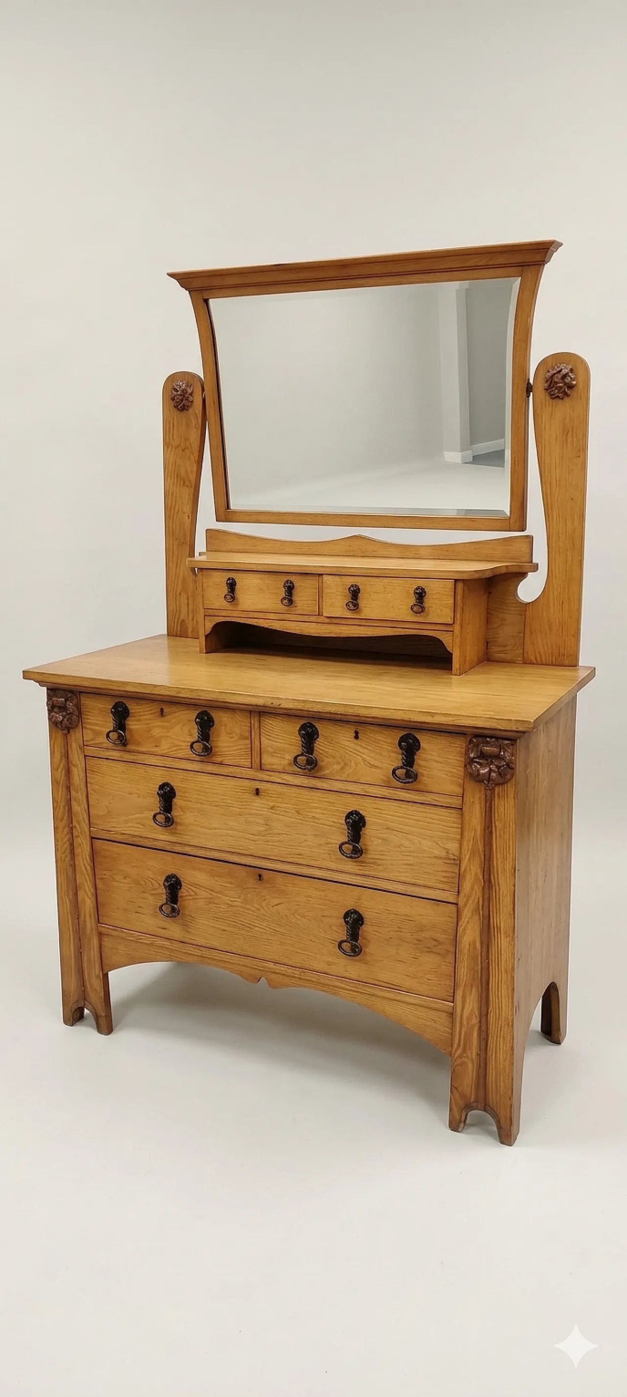 Chest of drawers with mirror and in ash wood from the early 1900s 3