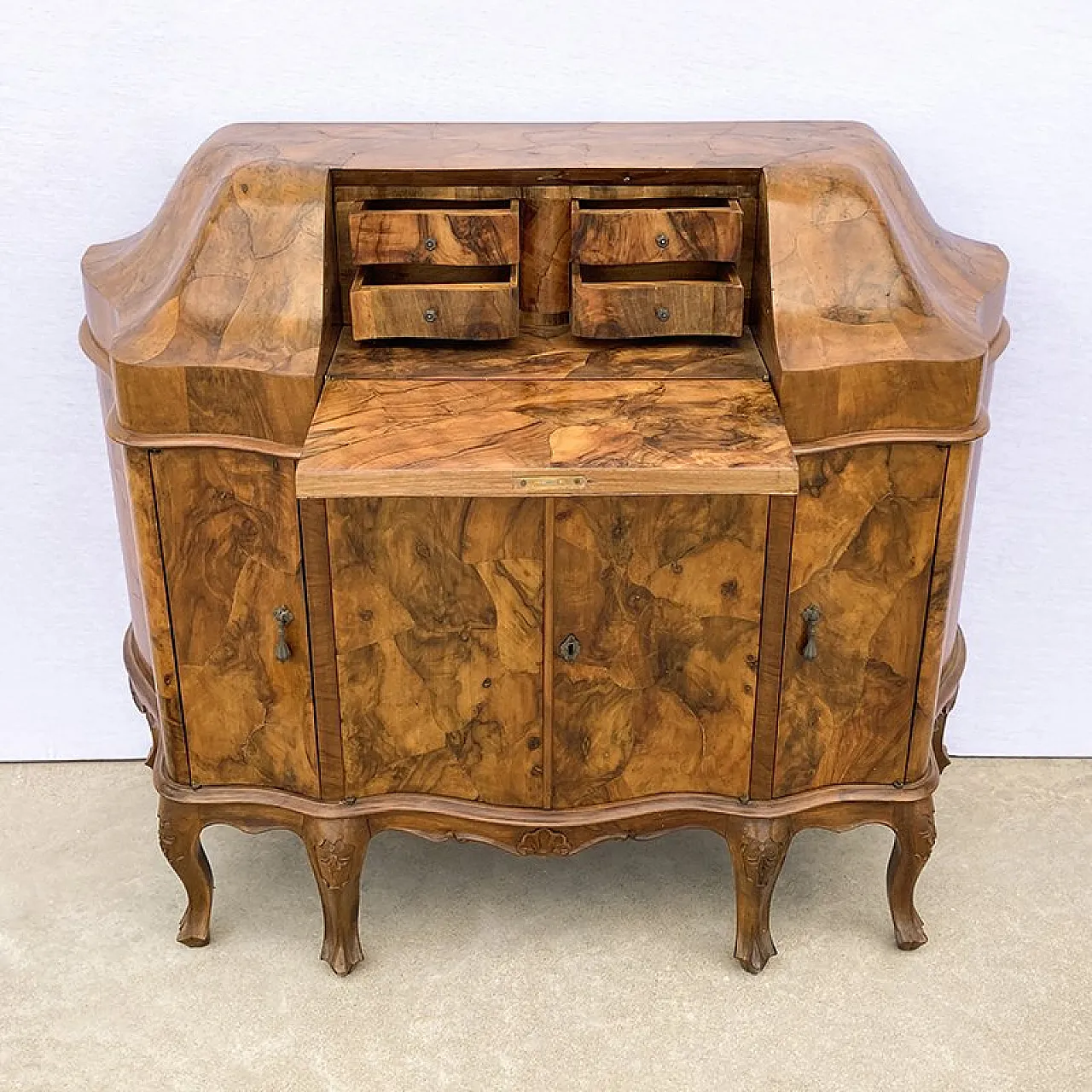 Walnut briar secretaire, early 20th century 3