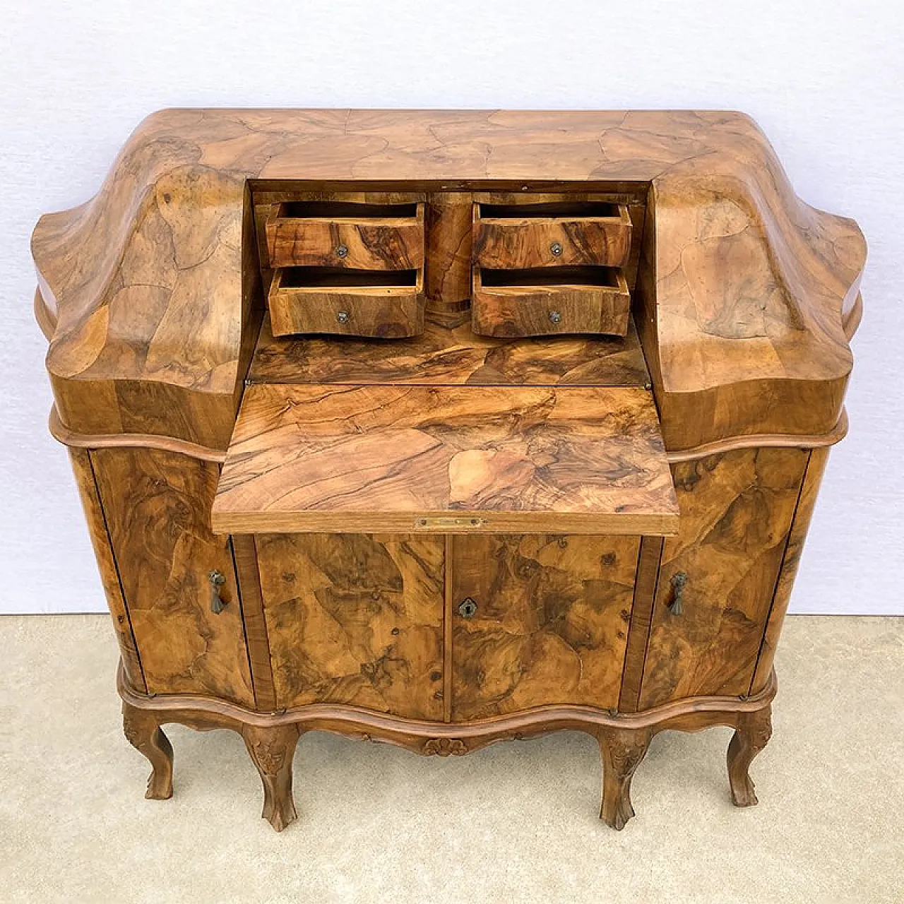 Walnut briar secretaire, early 20th century 4