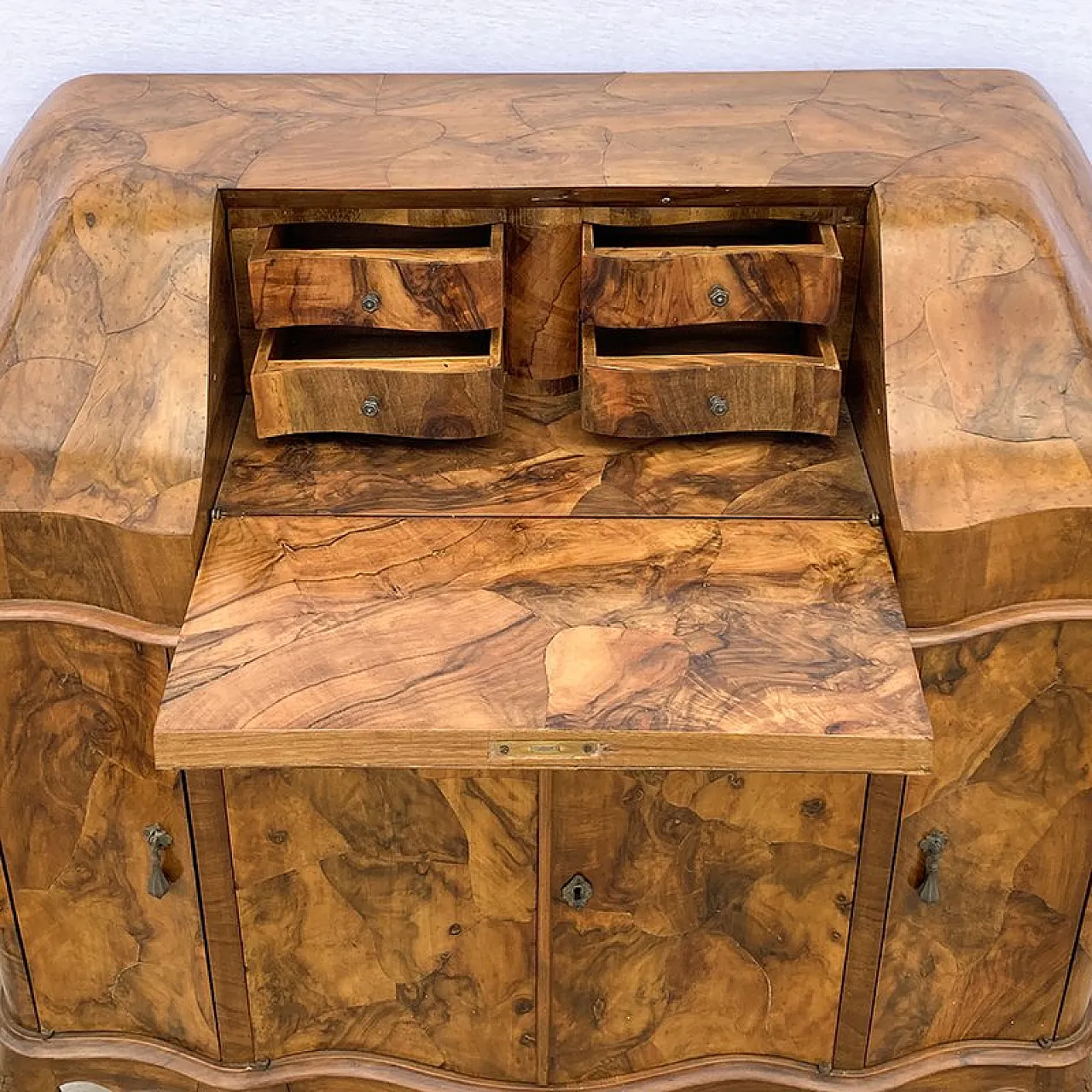Walnut briar secretaire, early 20th century 5