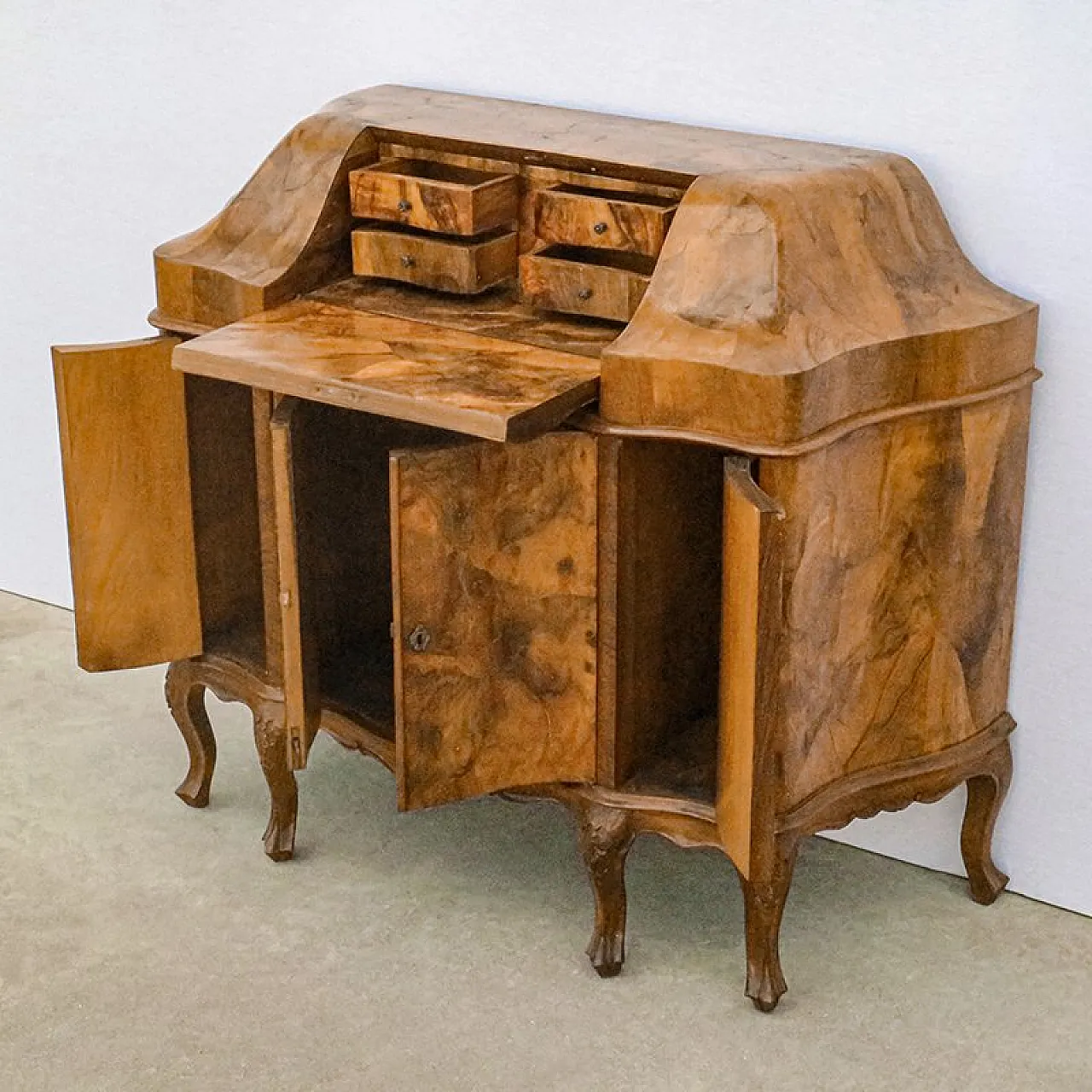 Walnut briar secretaire, early 20th century 12
