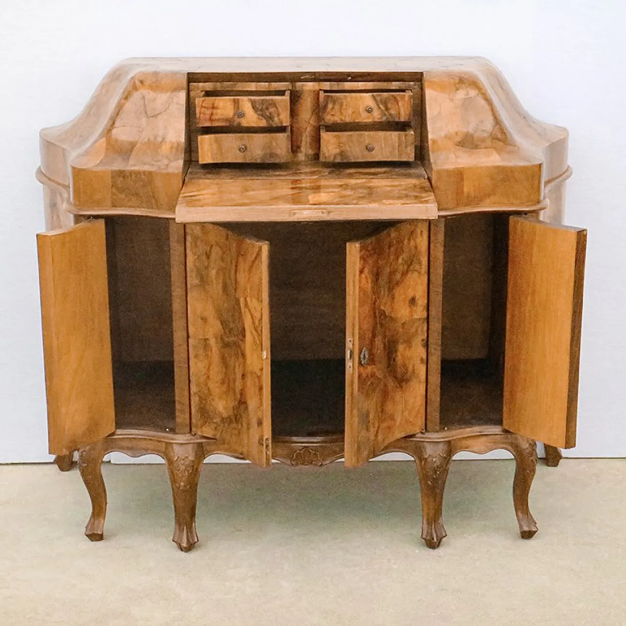 Walnut briar secretaire, early 20th century 13