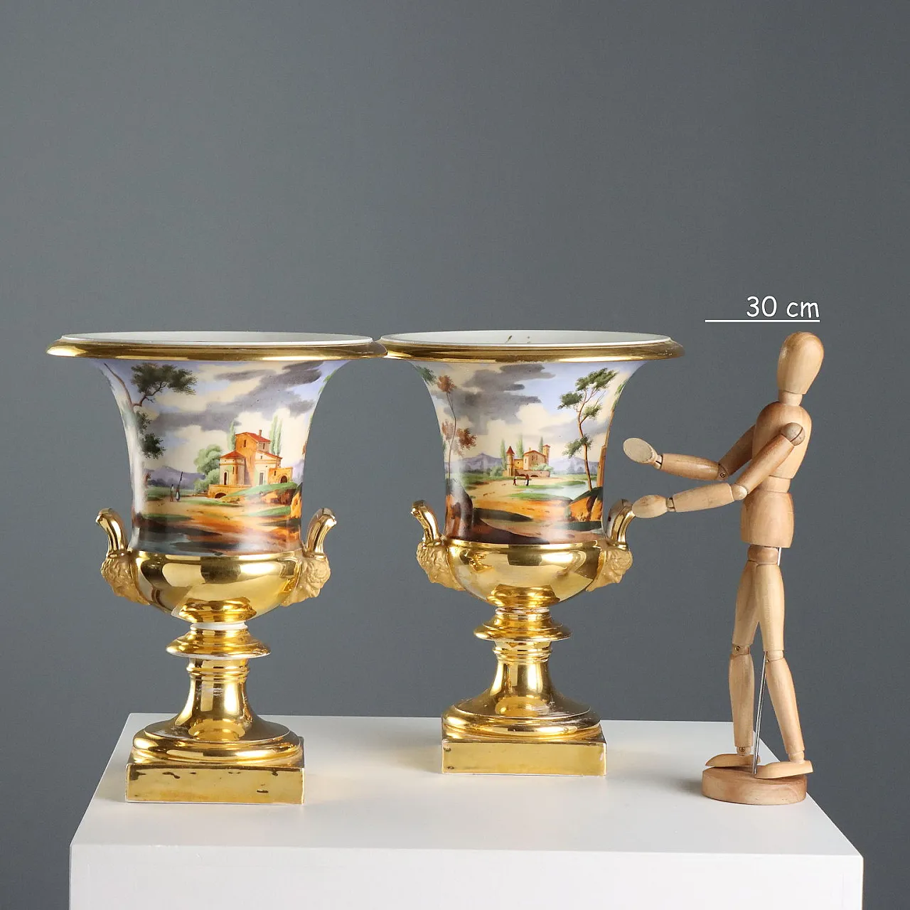 Pair of porcelain crater vases, 19th century 2