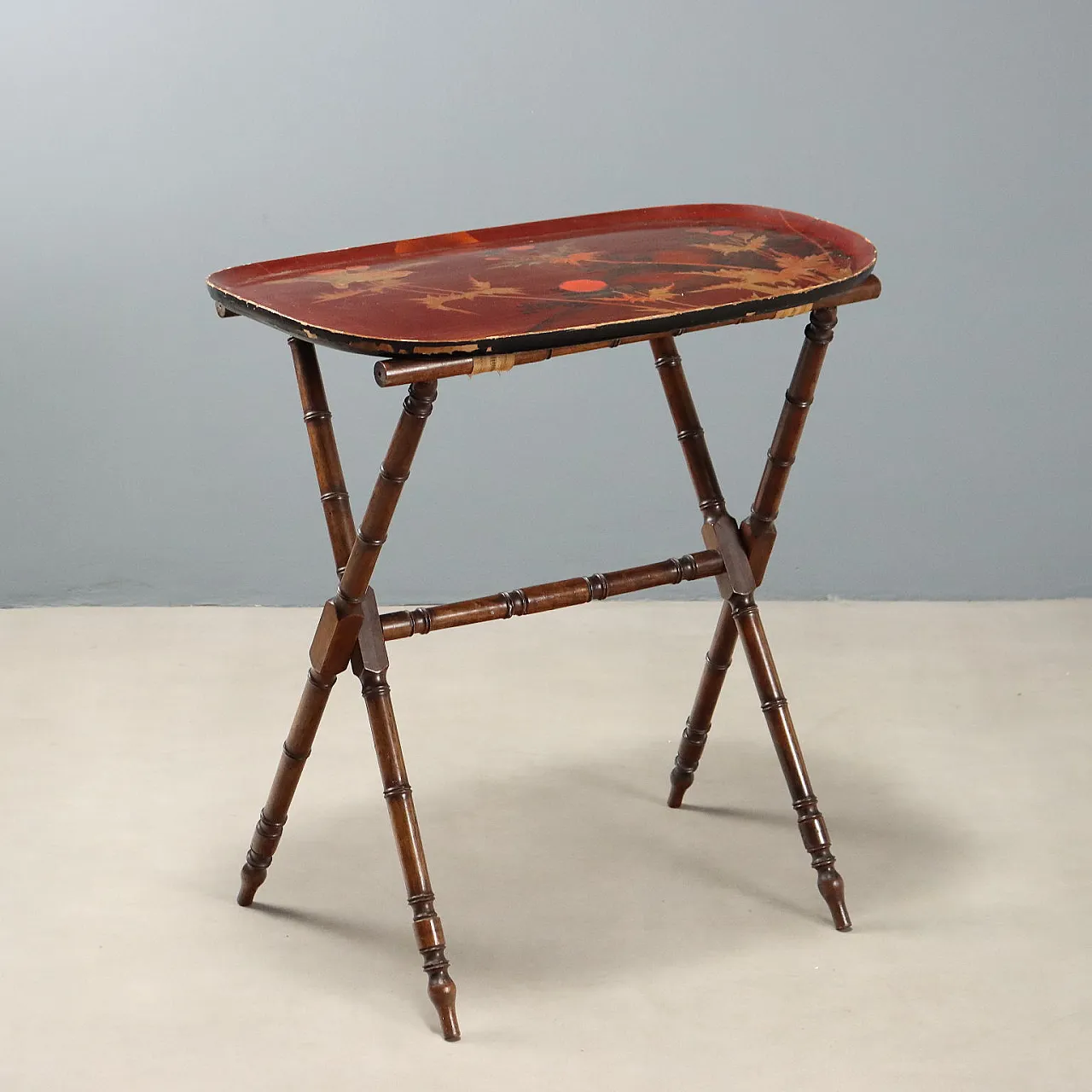 Tray coffee table in lacquered wood, 19th century 1