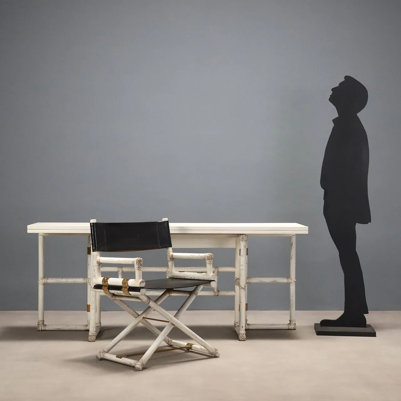 Console and chair in bleached wood, 1980s 2