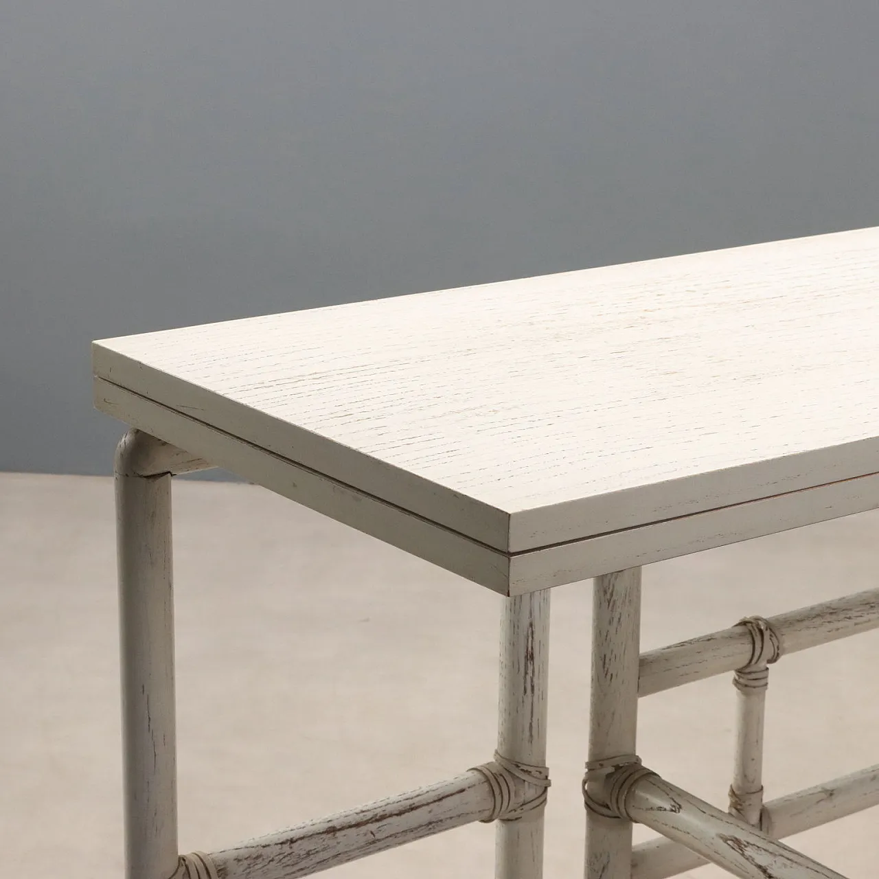 Console and chair in bleached wood, 1980s 3