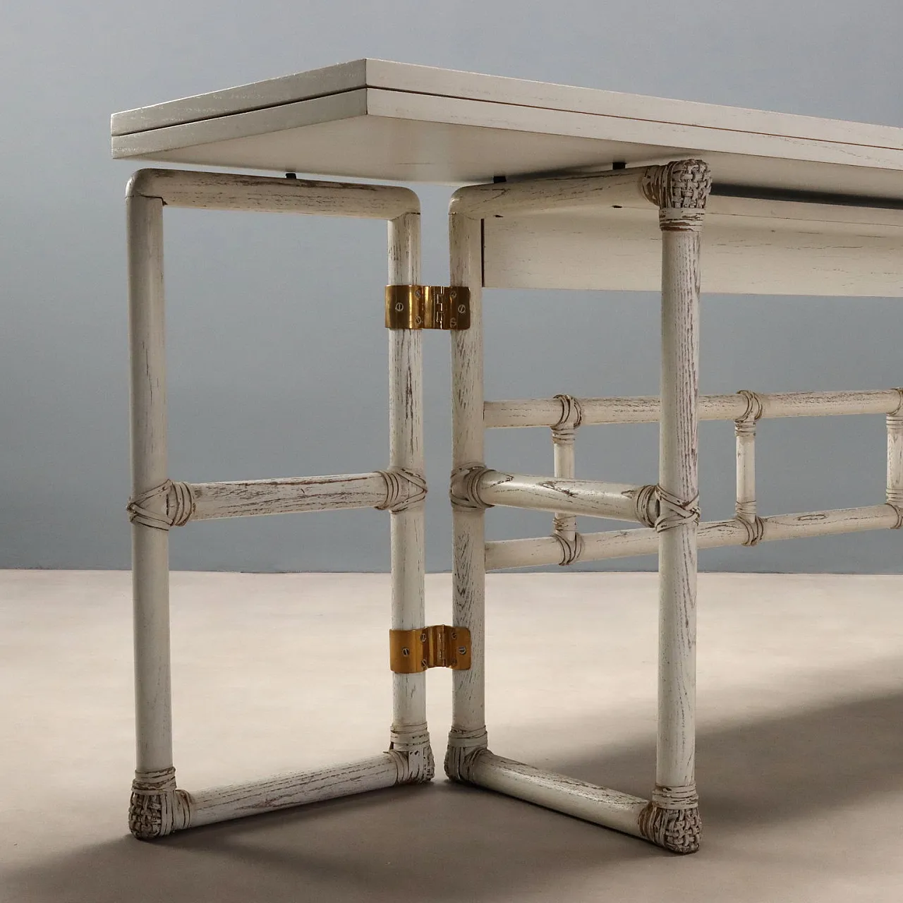 Console and chair in bleached wood, 1980s 4