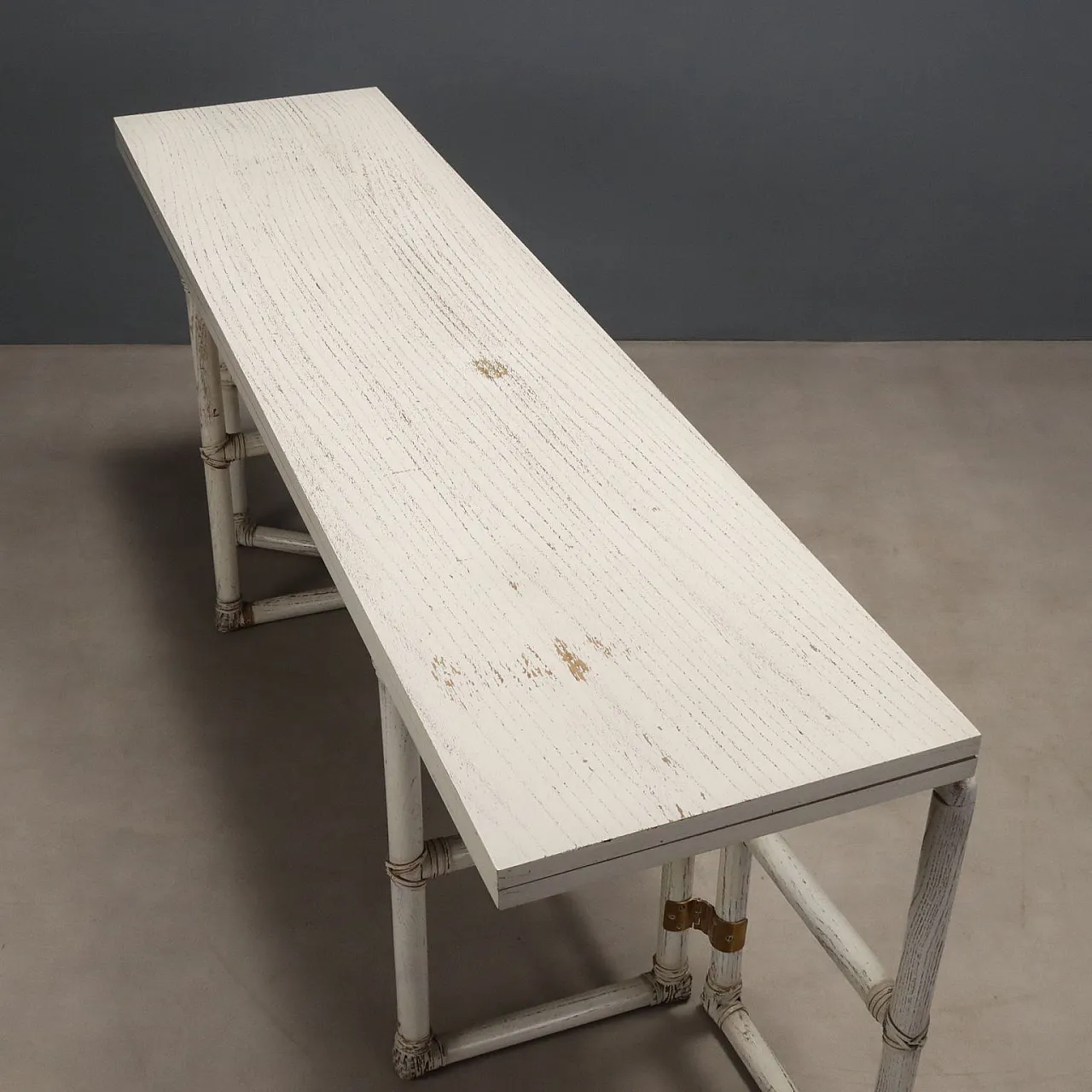 Console and chair in bleached wood, 1980s 6