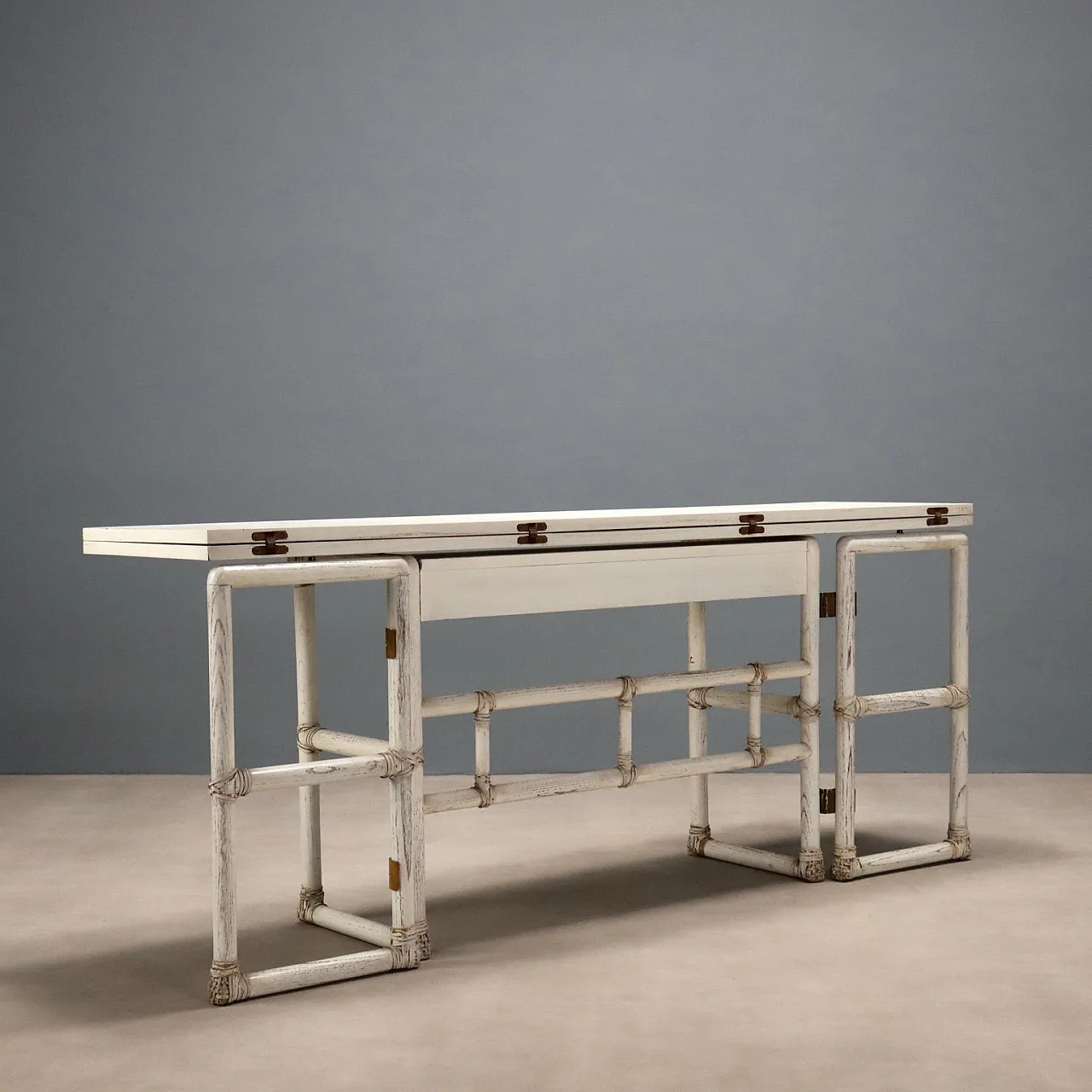 Console and chair in bleached wood, 1980s 8