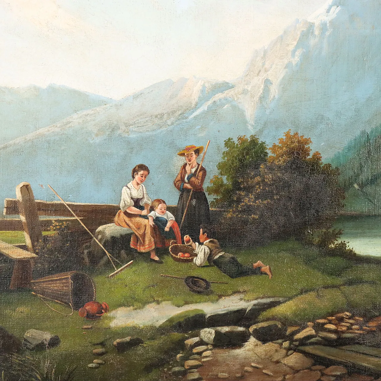 Mountain Landscape with Figures, late 19th century 3