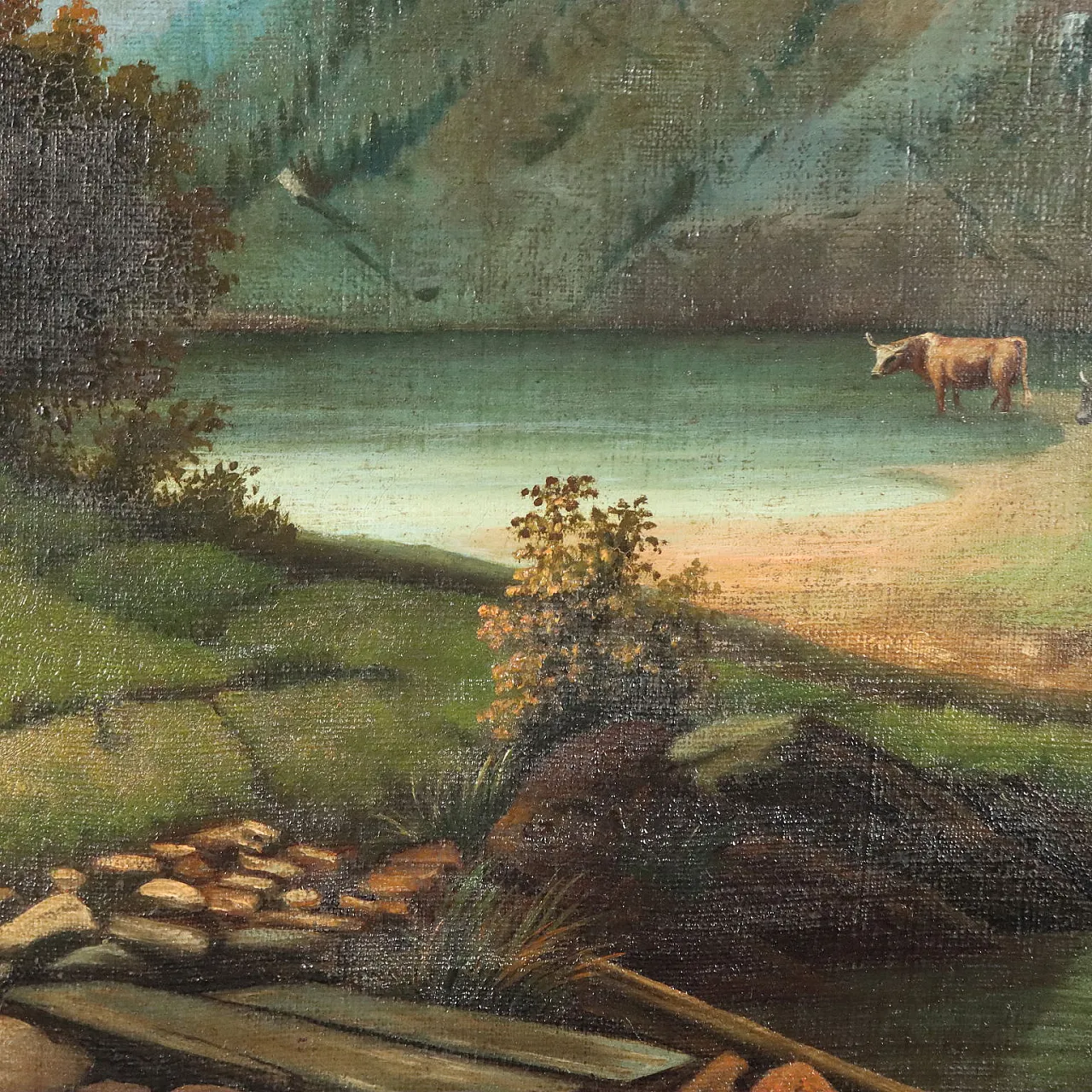 Mountain Landscape with Figures, late 19th century 6