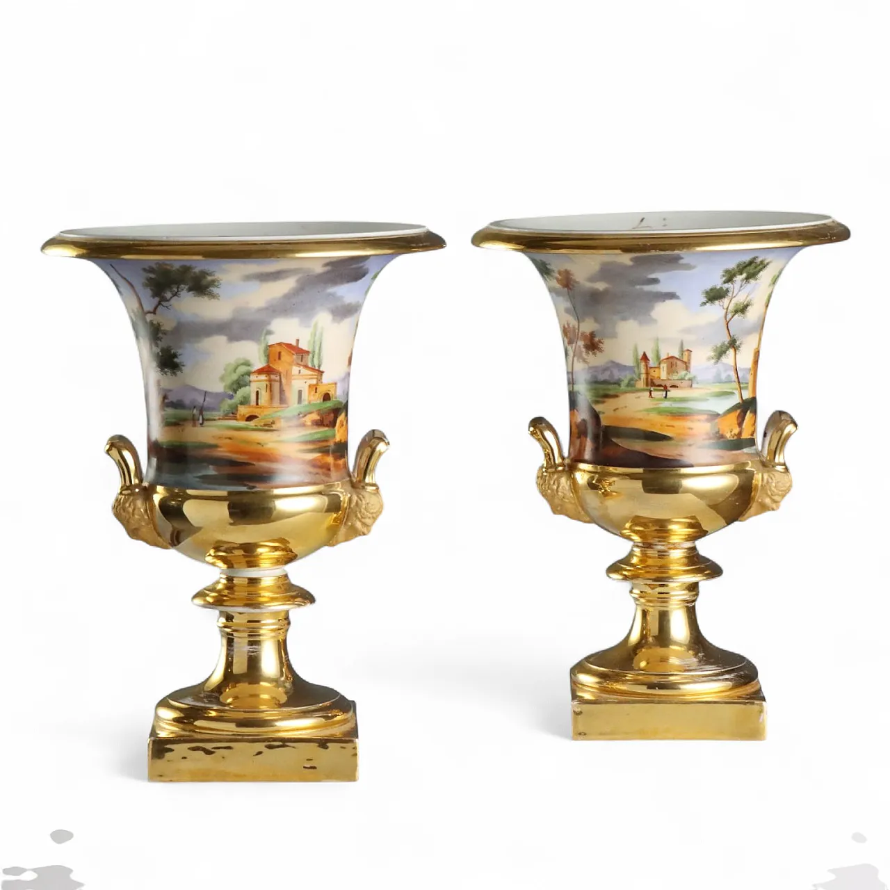 Pair of porcelain crater vases, 19th century 11