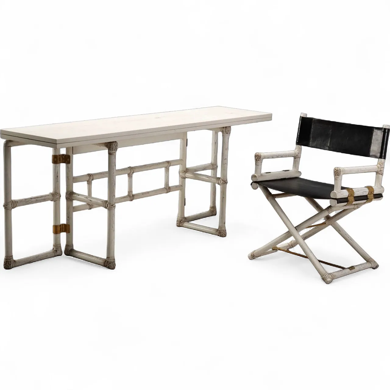Console and chair in bleached wood, 1980s 11