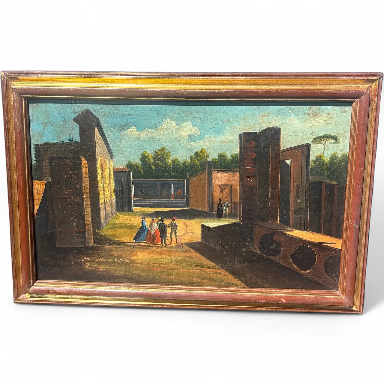 Oil painting on canvas of Pompeii excavations, 18th century 13
